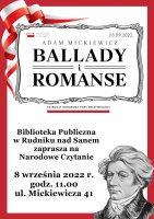 Narodowe Czytanie 2022 - Adam Mickiewicz "Ballady i Romanse"